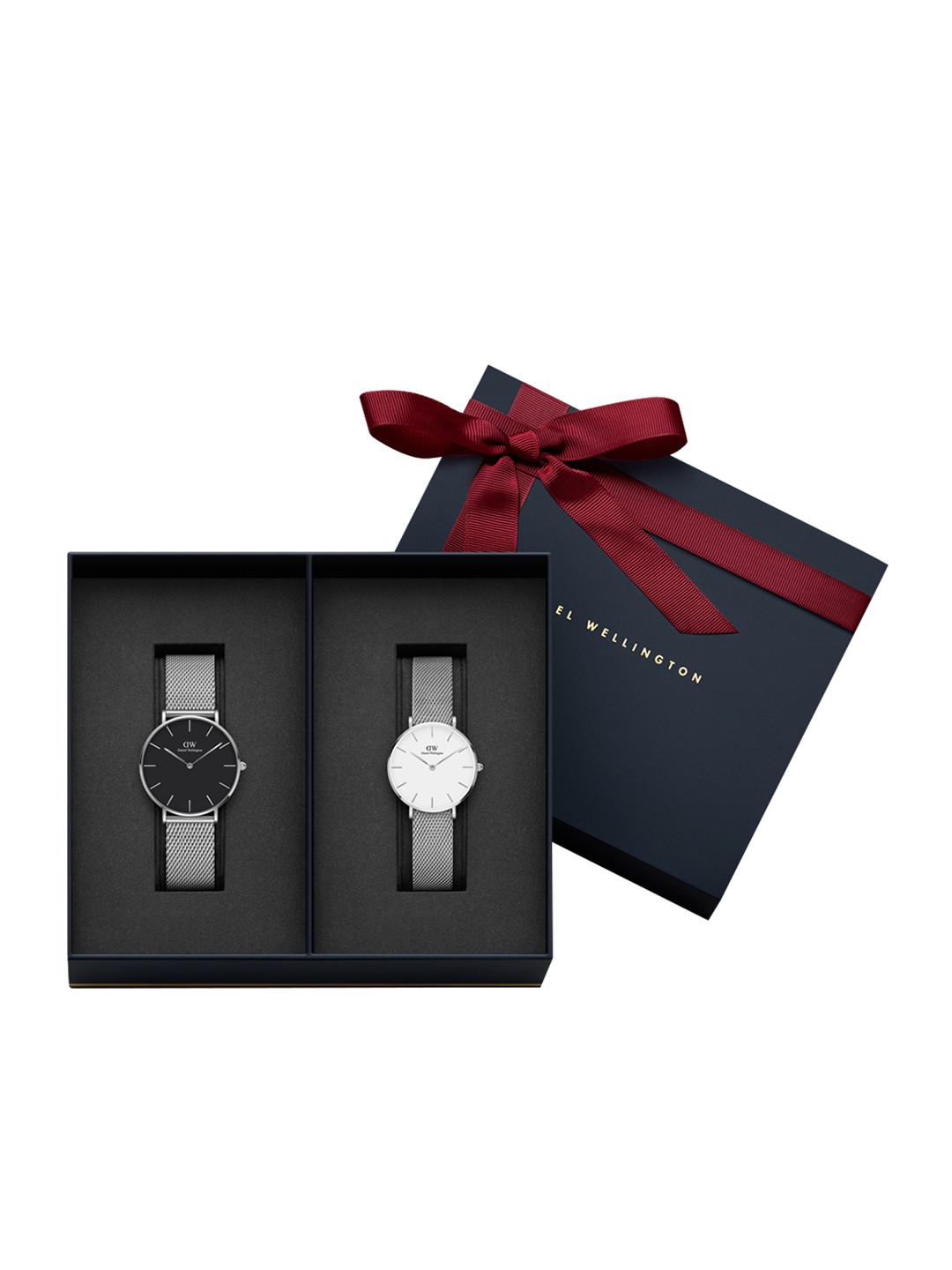 

Daniel Wellington petite Set of 2 Silver-Toned Sterling Couple Watch Gift Set DW00500522, Black