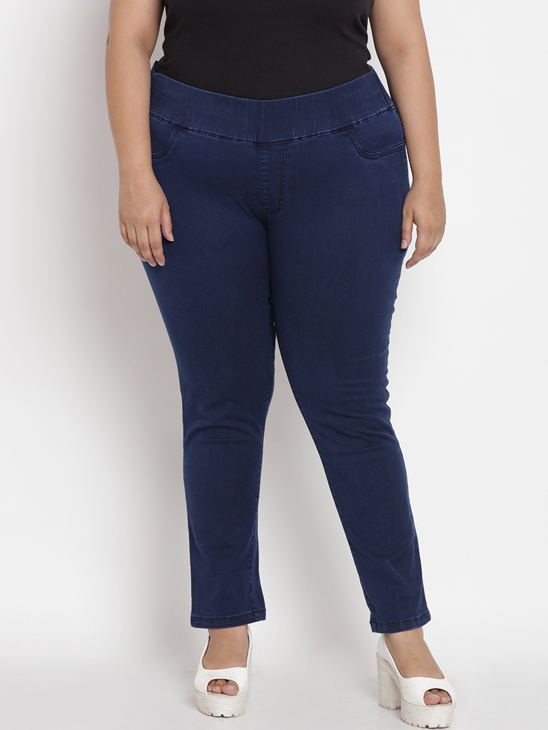 

Kiaahvi by JOHN PRIDE Women Blue Solid Slim-Fit Jeggings