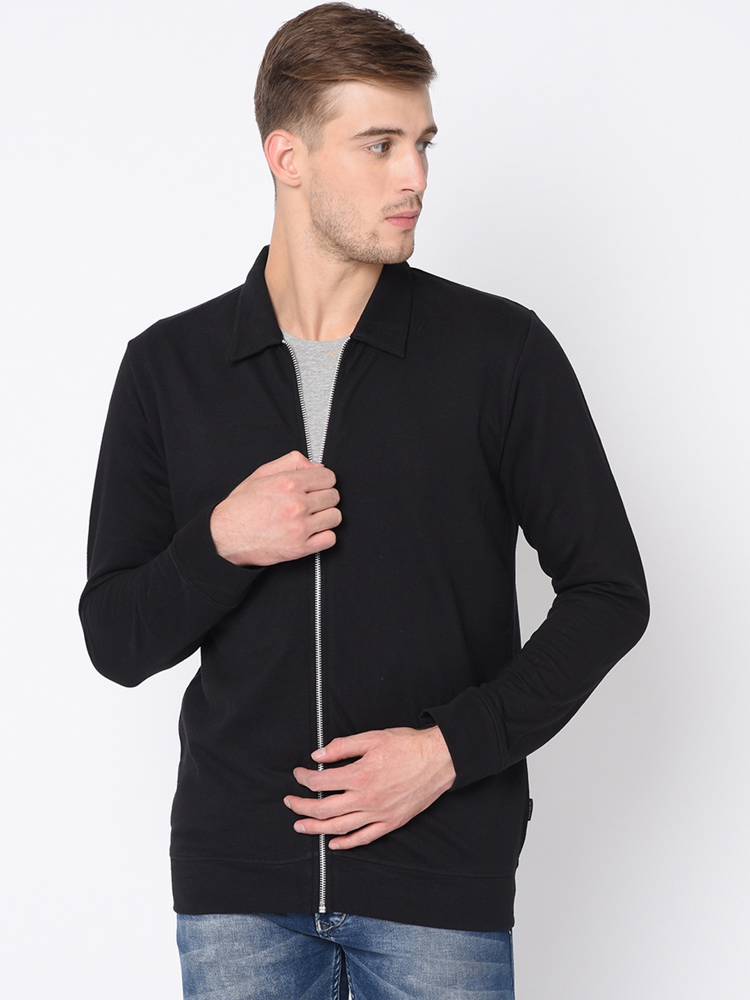 

Rigo Men Solid Casual Open Pullover Sweatshirt, Black