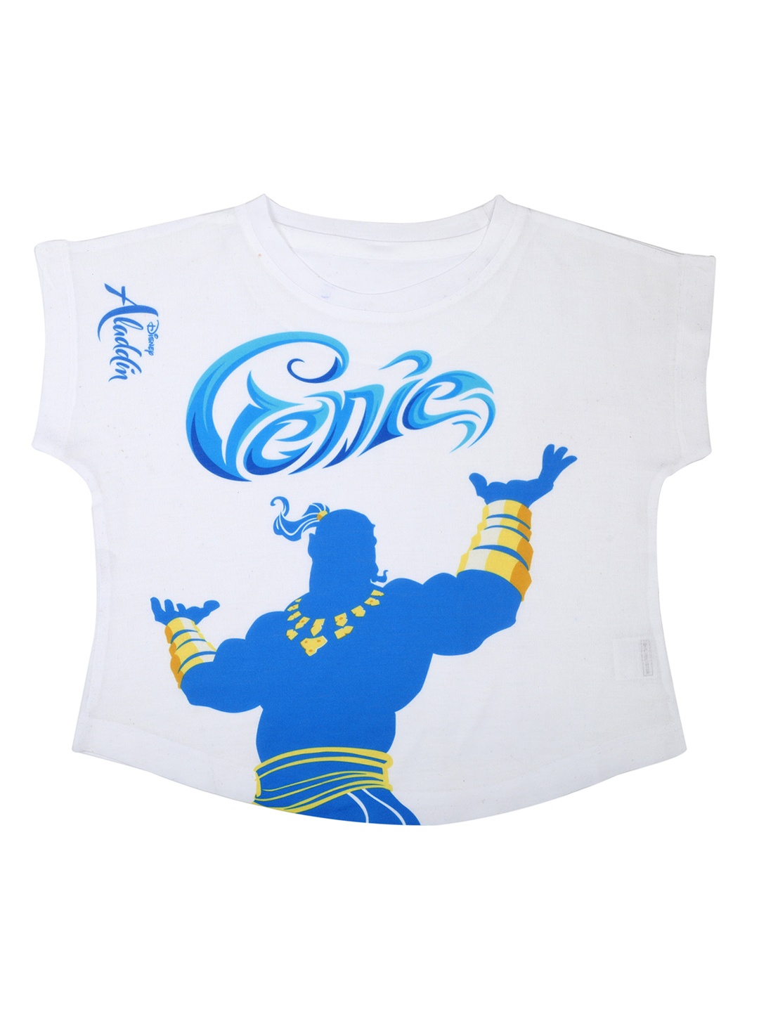 Disney by Wear Your Mind Girls White & Blue Printed Round Neck T-shirt