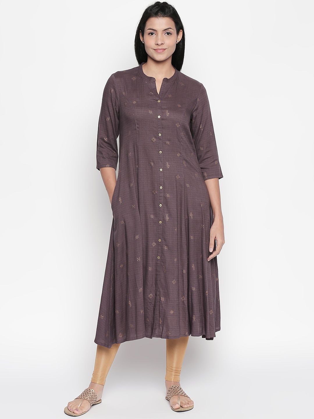 

RANGMANCH BY PANTALOONS Women Brown Printed A-Line Kurta