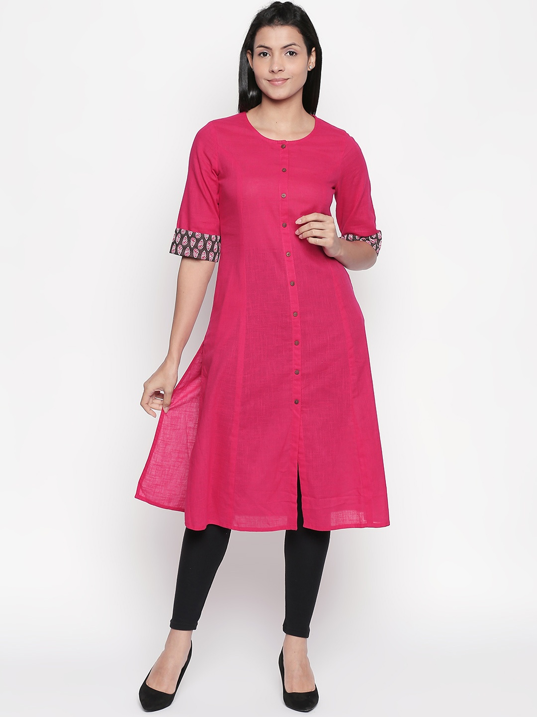 

RANGMANCH BY PANTALOONS Women Pink Solid A-Line Kurta