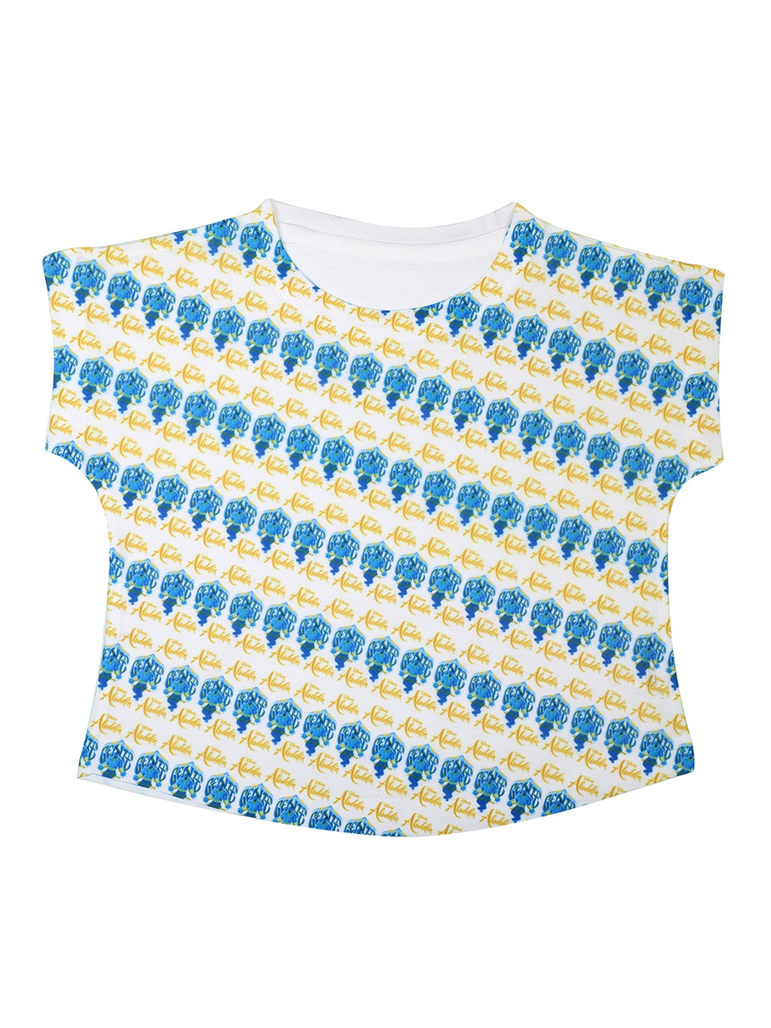 Disney by Wear Your Mind Girls White & Blue Printed Round Neck T-shirt