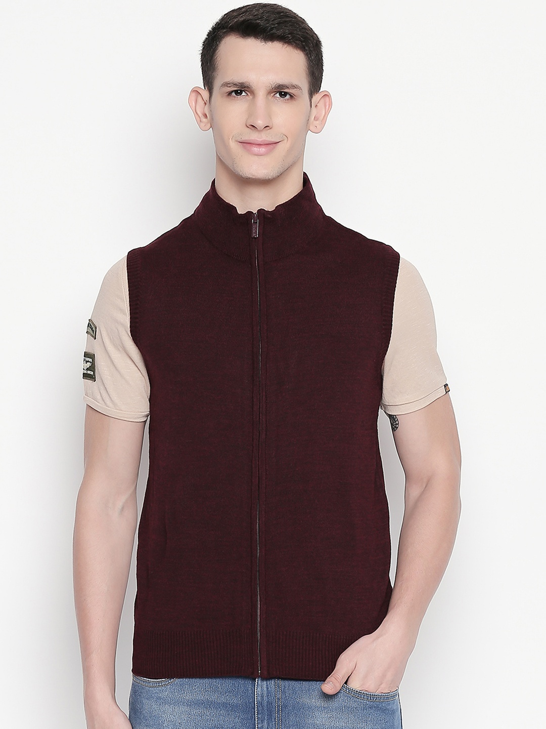 

BYFORD by Pantaloons Men Maroon Solid Sweater