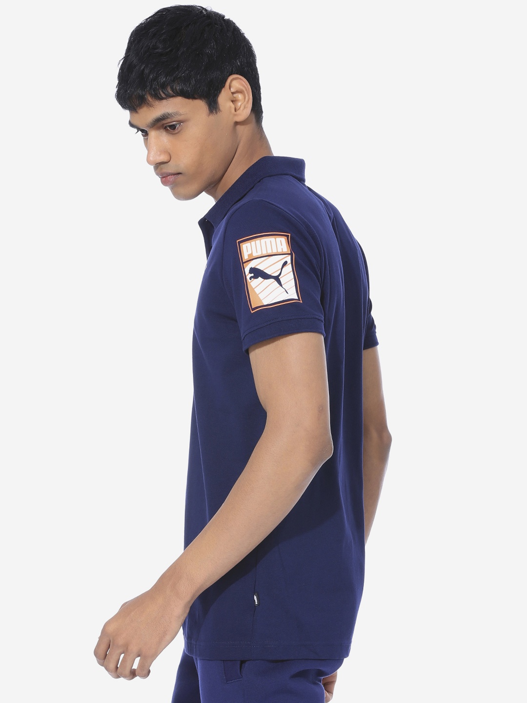 

Puma Men Blue Polo III Printed Polo Collar T-shirt, Navy blue