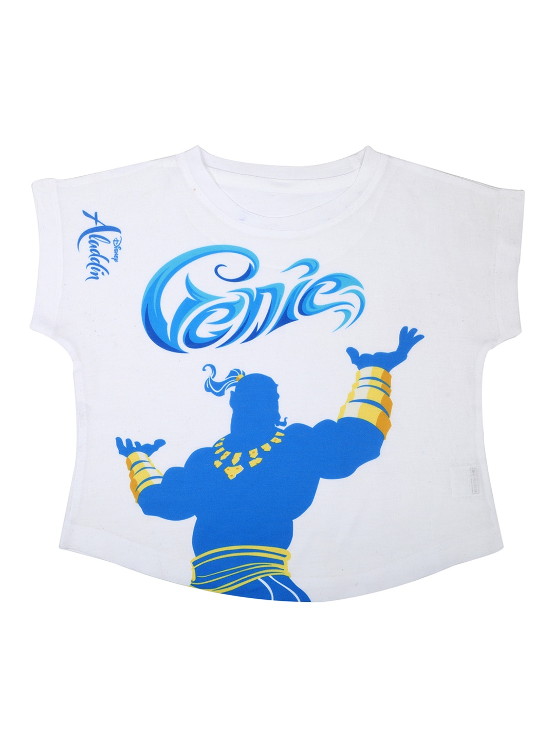 Disney by Wear Your Mind Girls White & Blue Printed Round Neck T-shirt