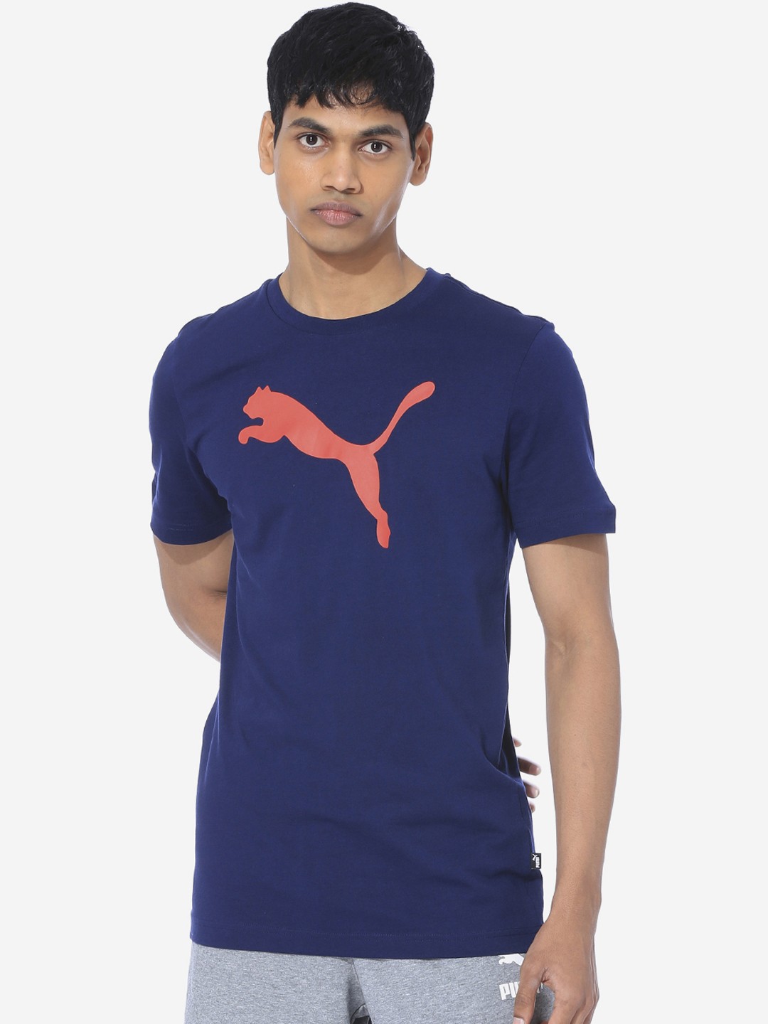

Puma Men Blue Printed Round Neck Graphic Tee XV Peacoat Sports T-shirt