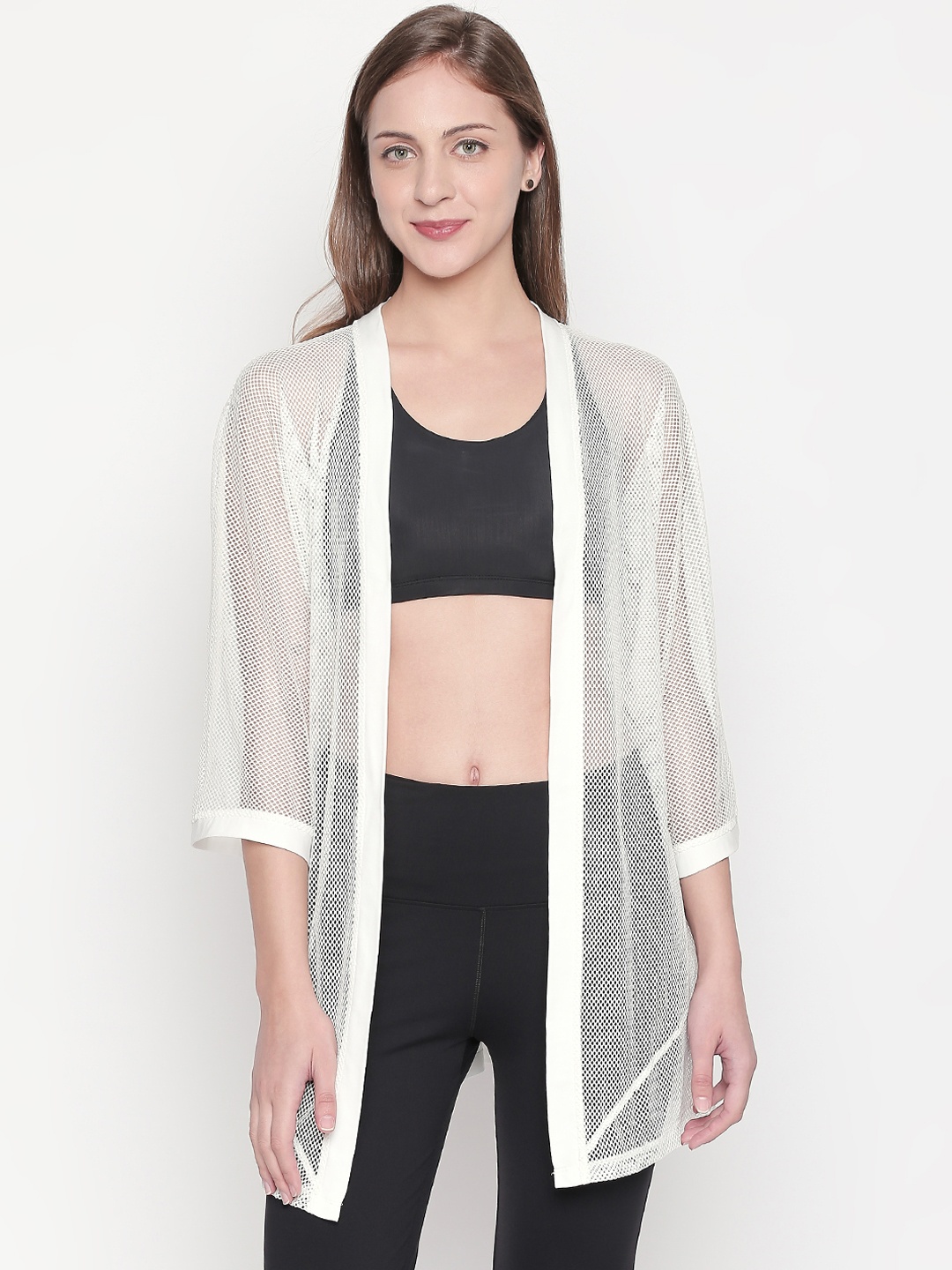 Tuna London Women White Solid Loose-Fit Open Front Shrug