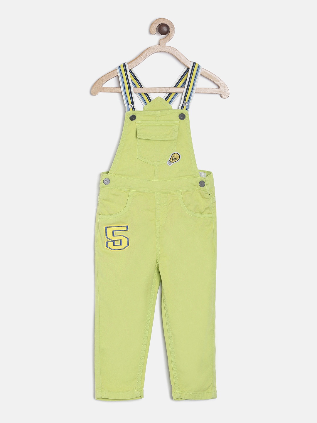 

TALES & STORIES Boys Green Solid Cotton Slim-Fit Dungaree