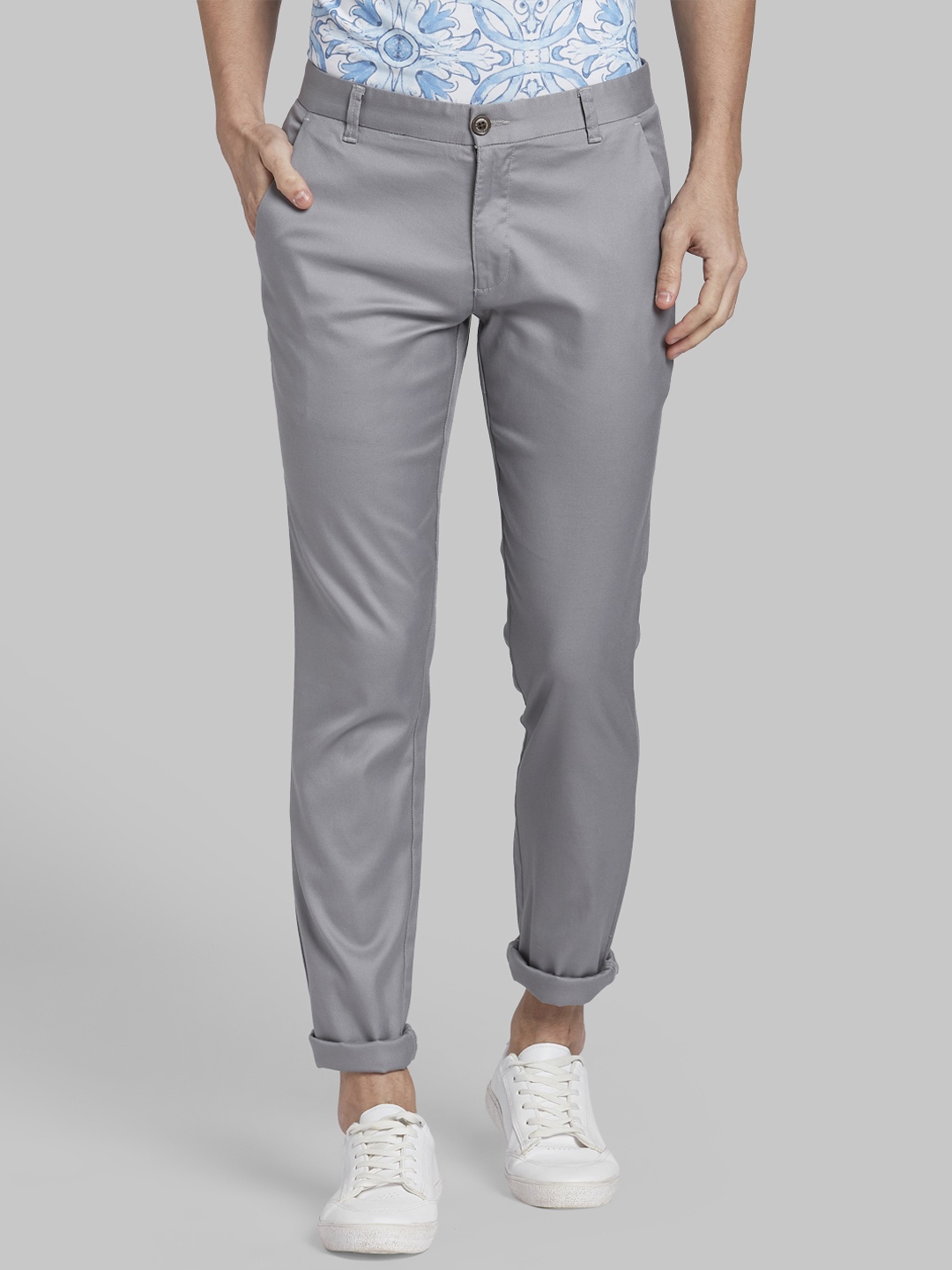

Parx Men Grey Regular Fit Self Design Regular Trousers