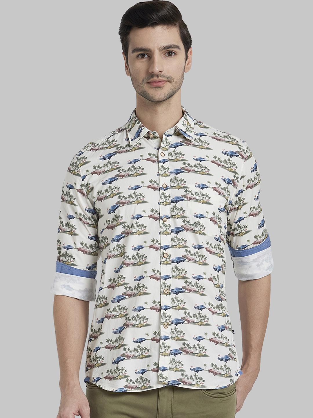 

Parx Men Beige Regular Fit Printed Casual Shirt, Tan