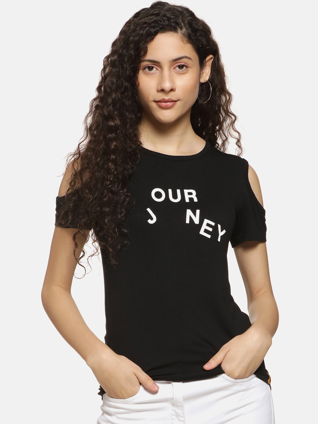 

Campus Sutra Women Black Printed Top