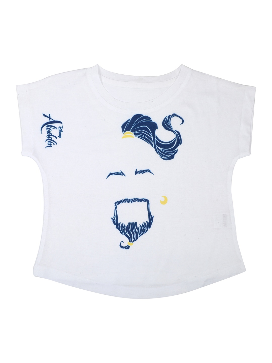 

Disney by Wear Your Mind Girls White & Blue Printed Round Neck T-shirt