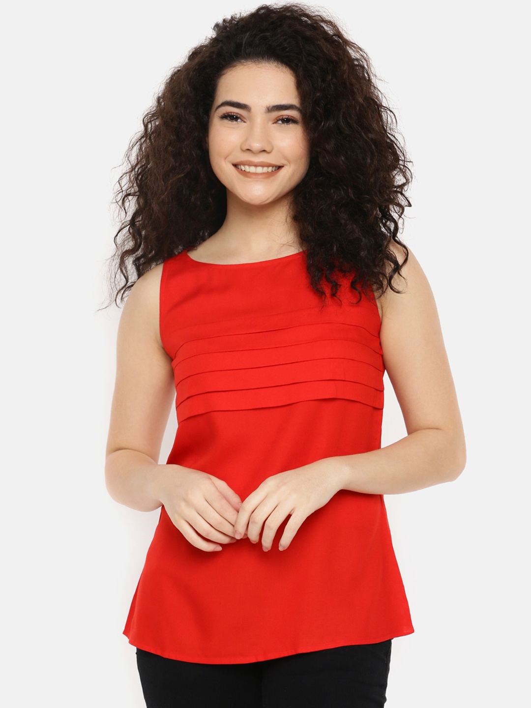 

IDK Women Red Solid Top