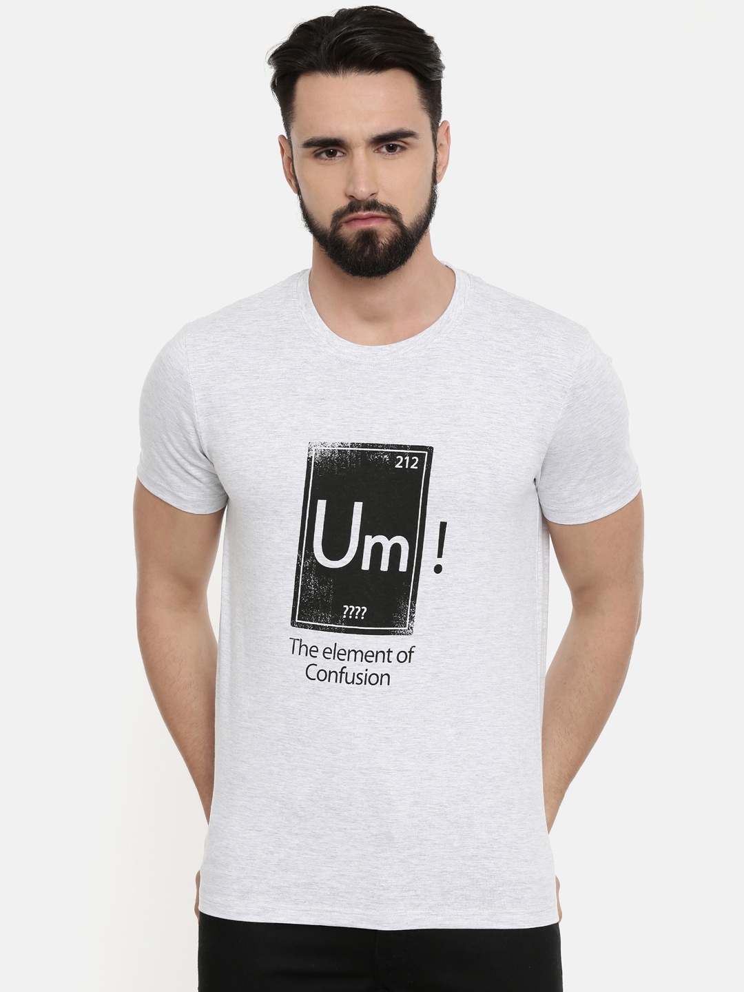

Bushirt Men Grey Printed Round Neck T-shirt