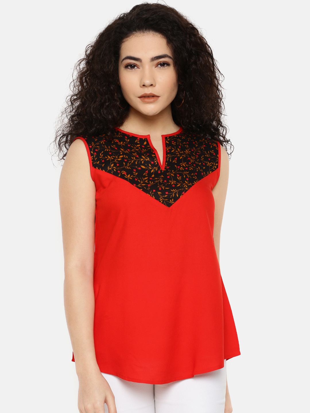 

IDK Women Red Printed Top