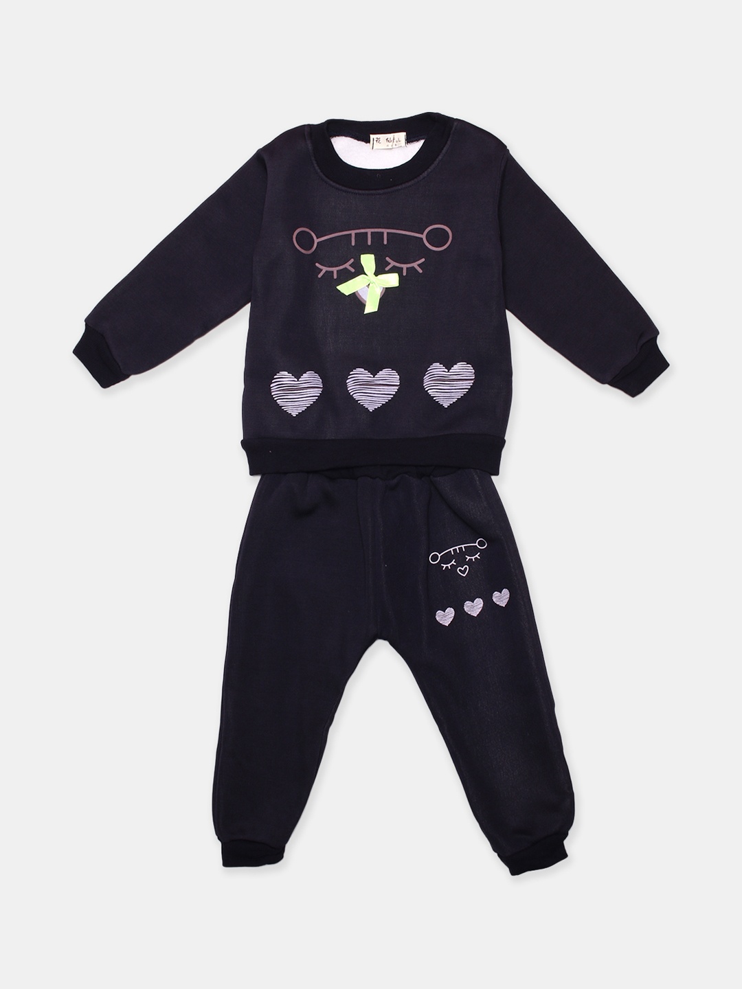 

PASSION PETALS Unisex Black Printed Night suit