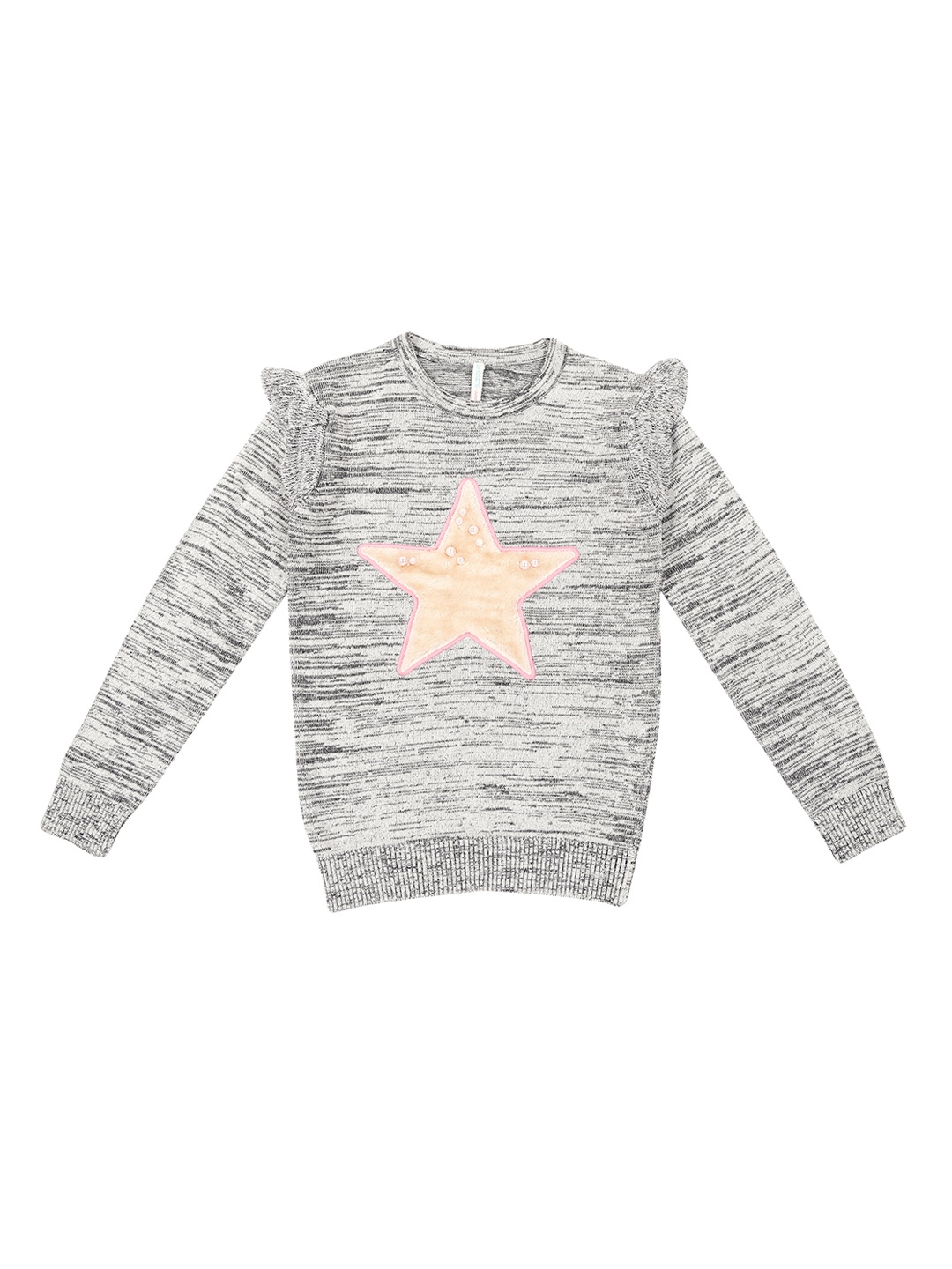 

Pantaloons Junior Girls Grey Melange Solid Sweater