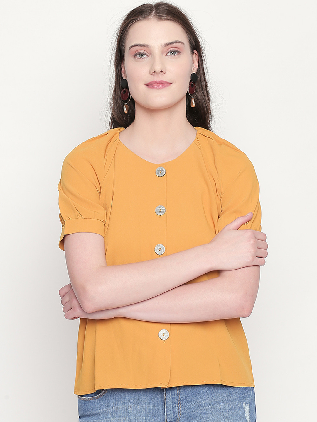 

Honey by Pantaloons Women Mustard Solid Top