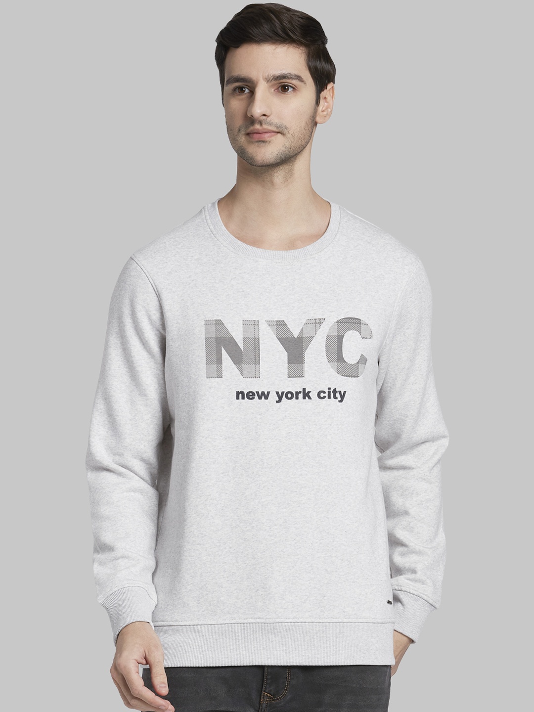 

Parx Men Grey Printed Pullover Sweatshirt