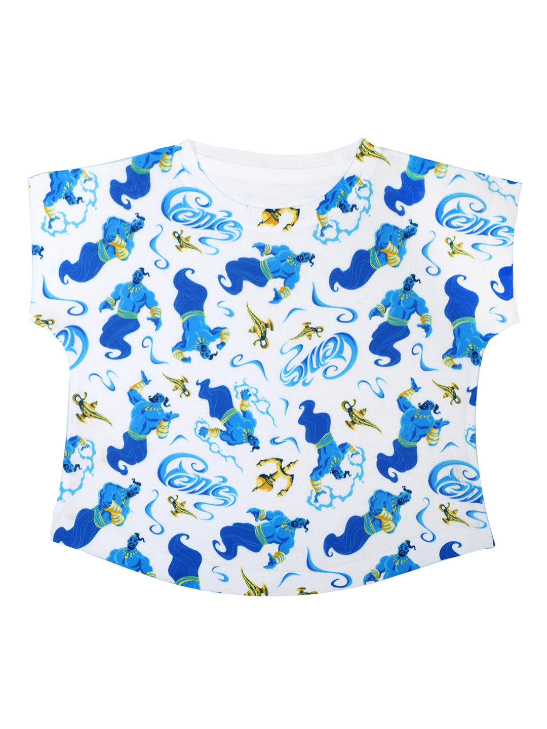 

Disney by Wear Your Mind Girls White & Blue Printed Round Neck T-shirt
