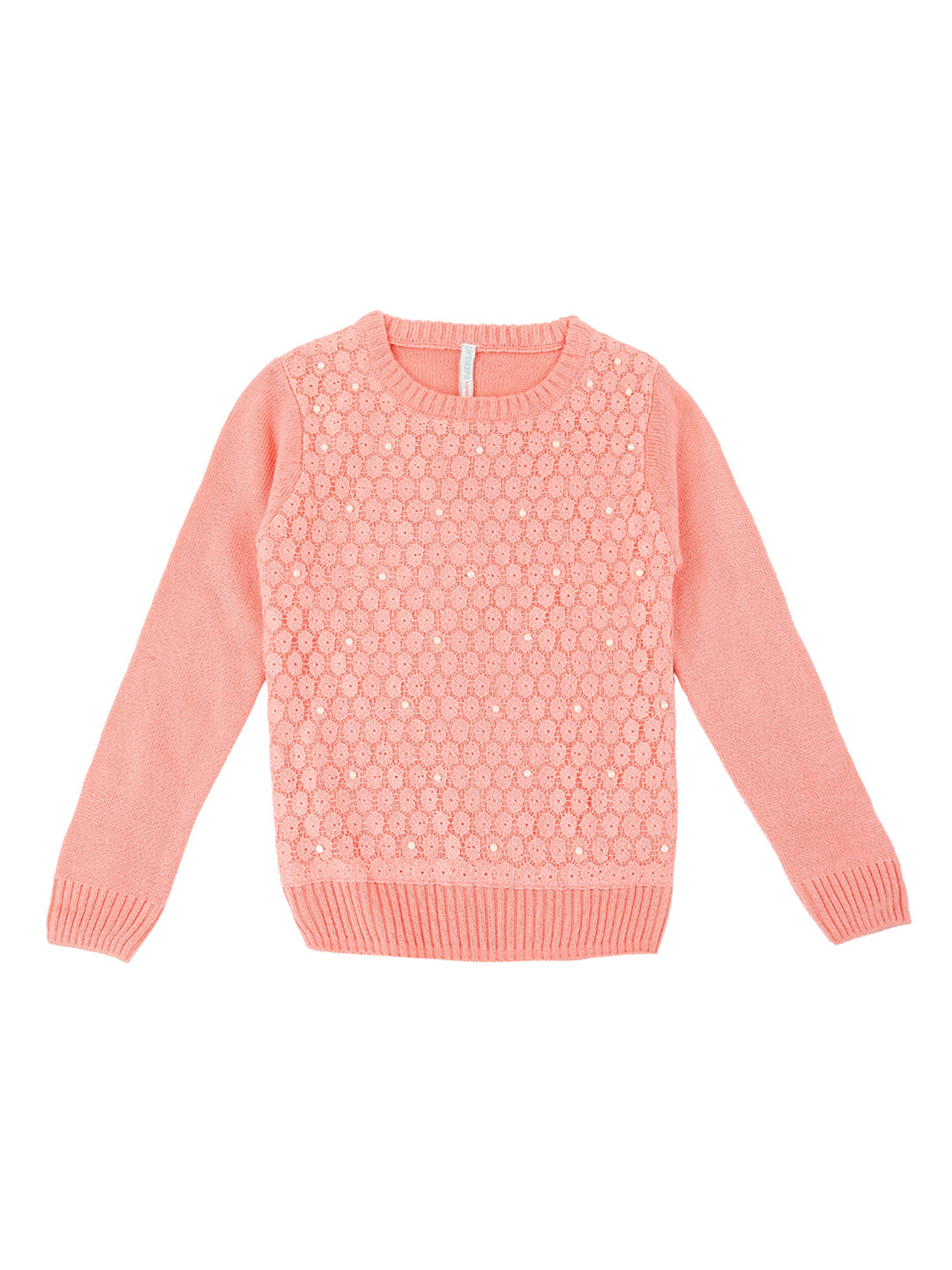 

Pantaloons Junior Girls Peach-Coloured Self Design Sweater