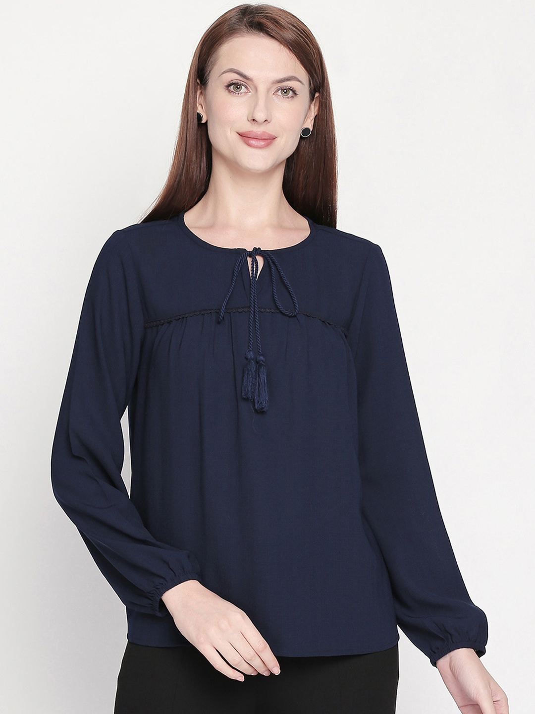 

Honey by Pantaloons Women Navy Blue Solid A-Line Top