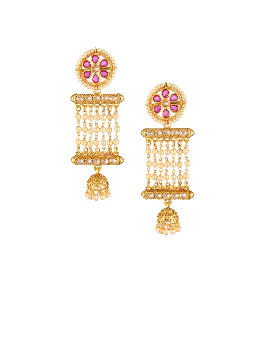 

Adwitiya Collection Gold-Toned & Purple Contemporary Drop Earrings