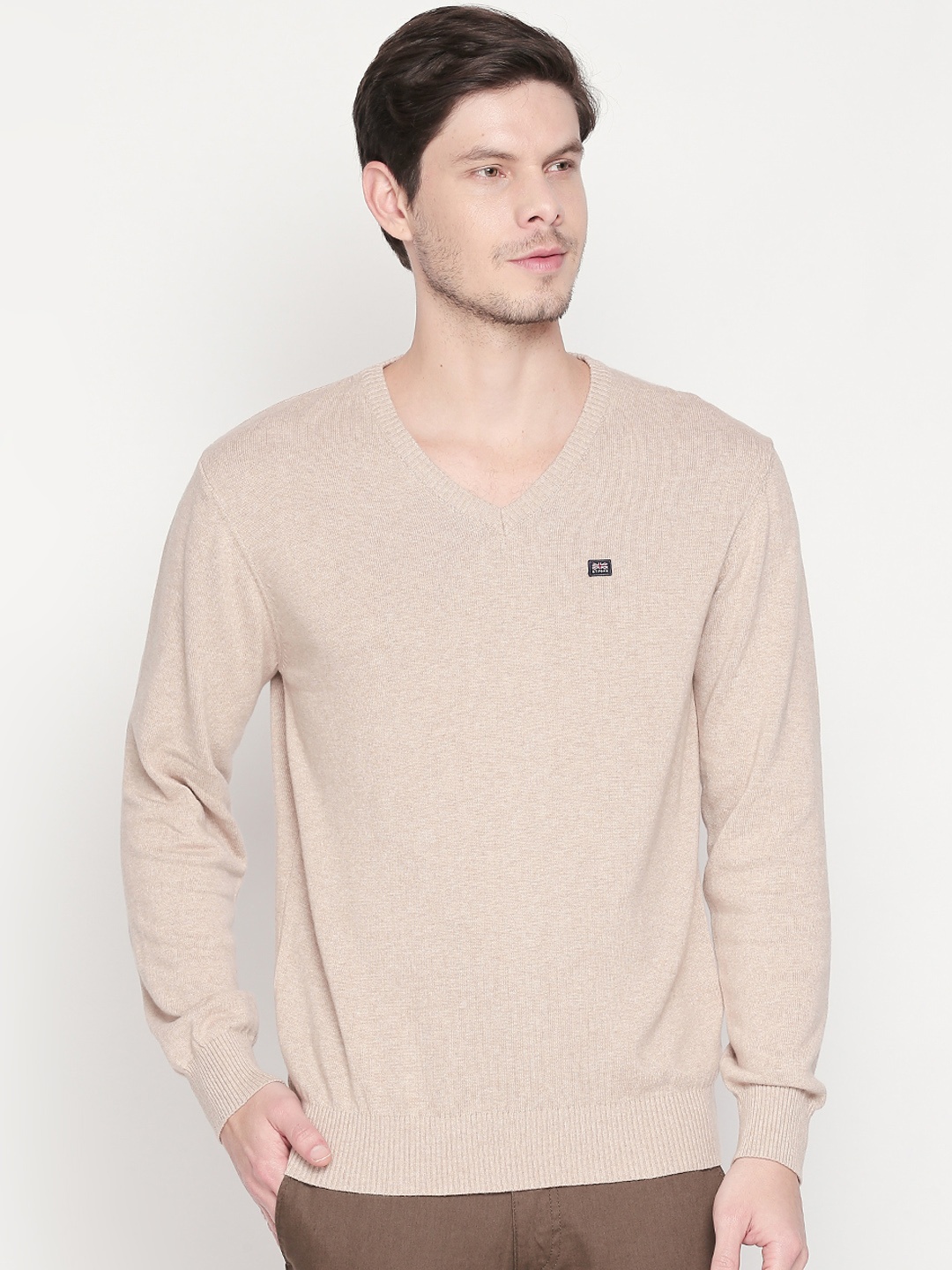 

BYFORD by Pantaloons Men Beige Solid Sweater