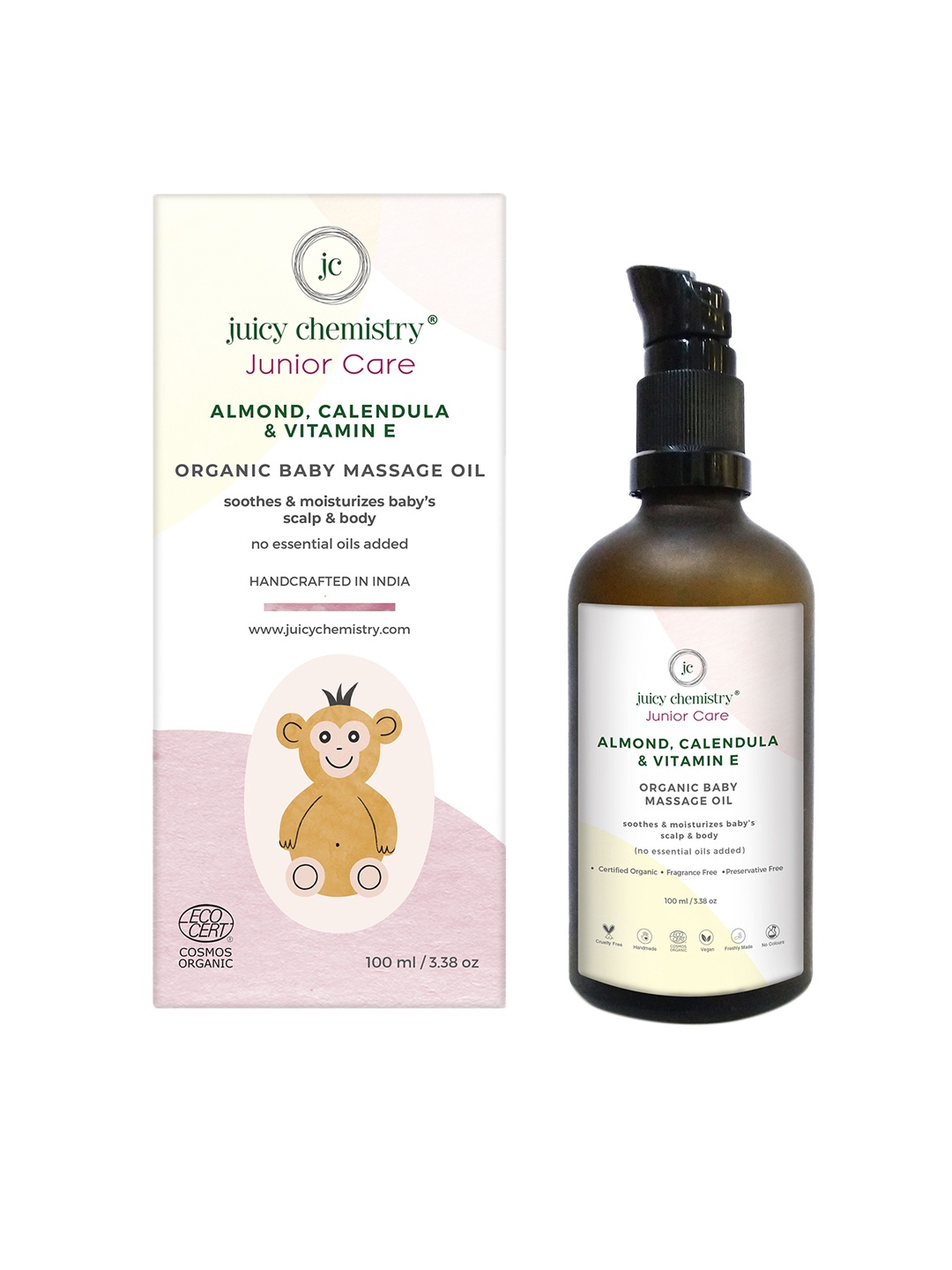 

Juicy Chemistry Almond, Calendula and Vitamin E Baby Massage Oil, Brown