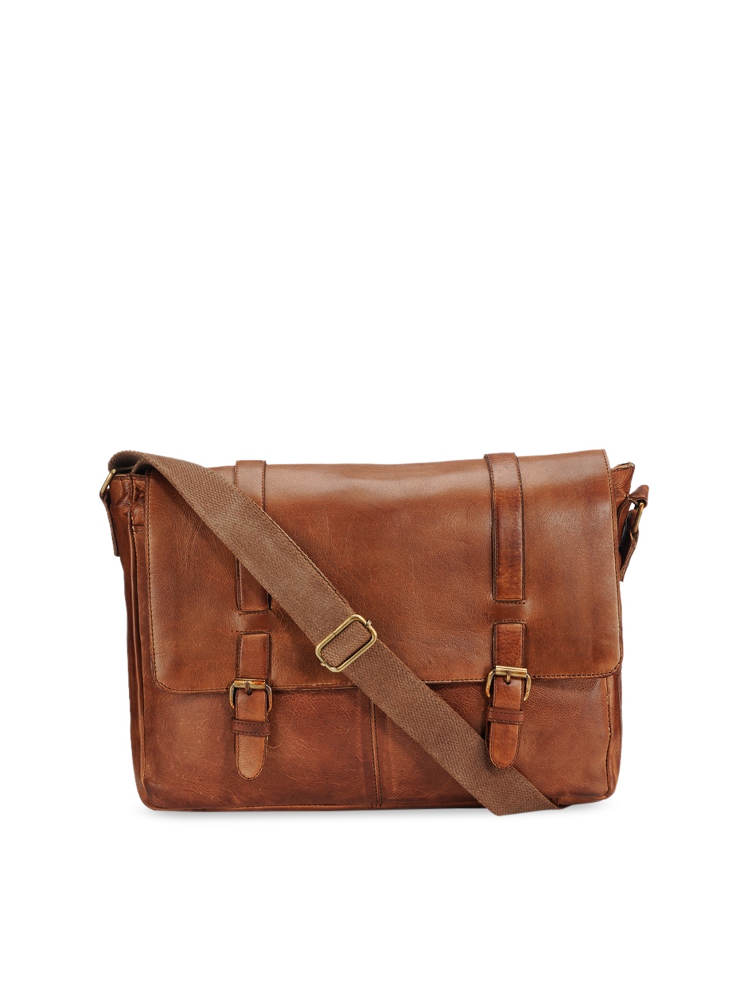 

Teakwood Leathers Unisex Tan Solid Laptop Bag