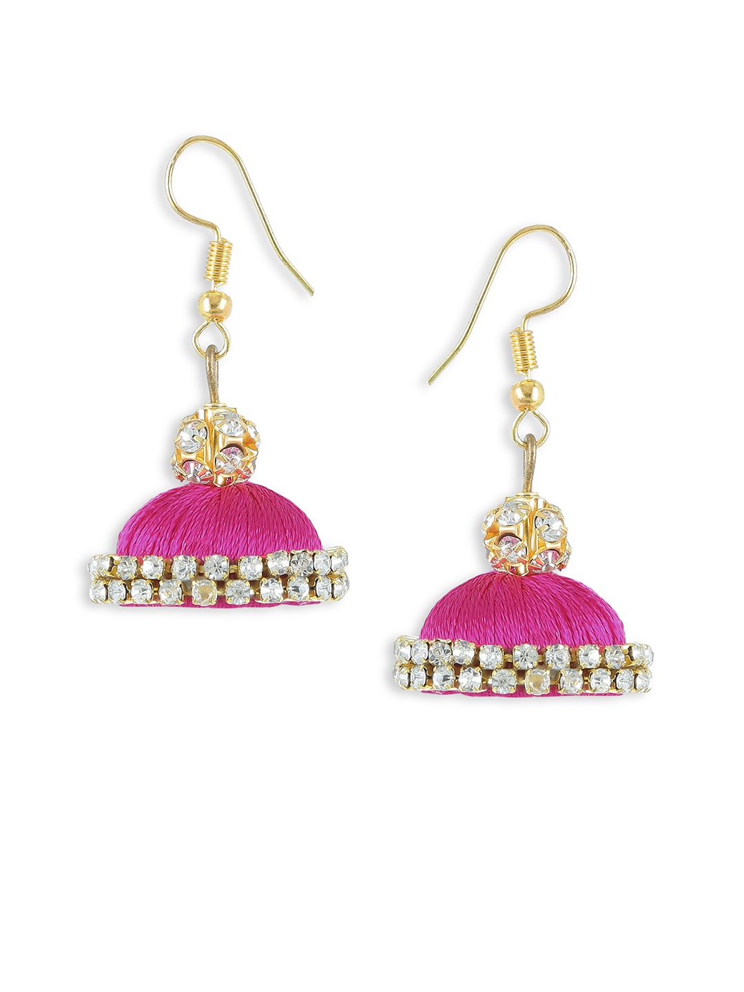 

AKSHARA Pink Dome Shaped Handcrafted Jhumkas