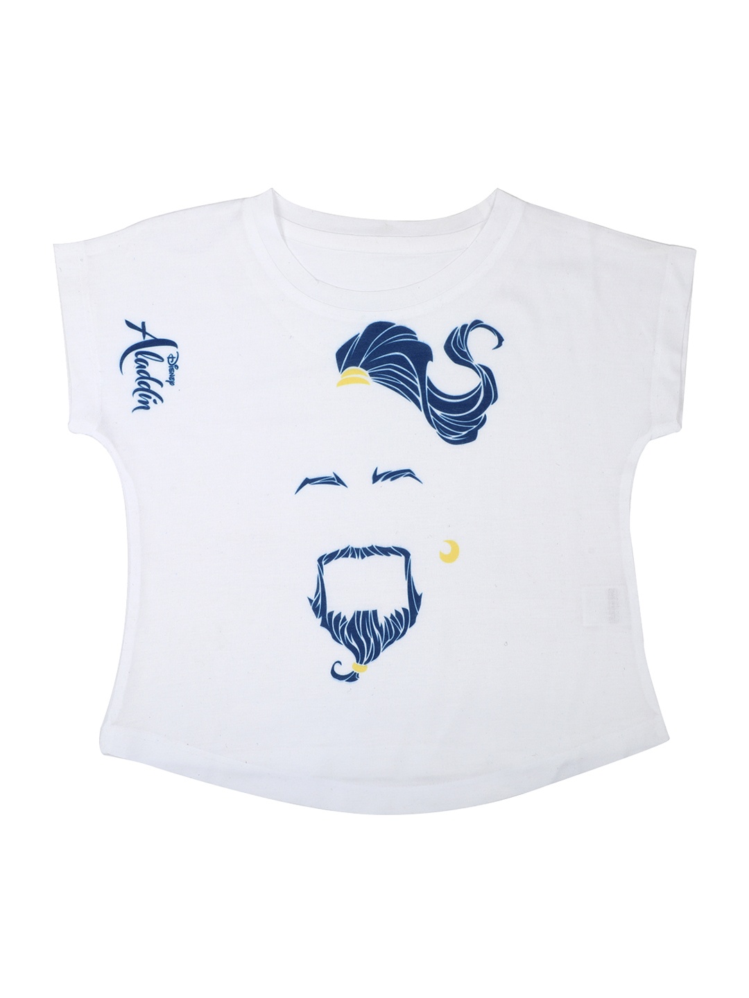 

Disney by Wear Your Mind Girls White & Blue Printed Round Neck T-shirt