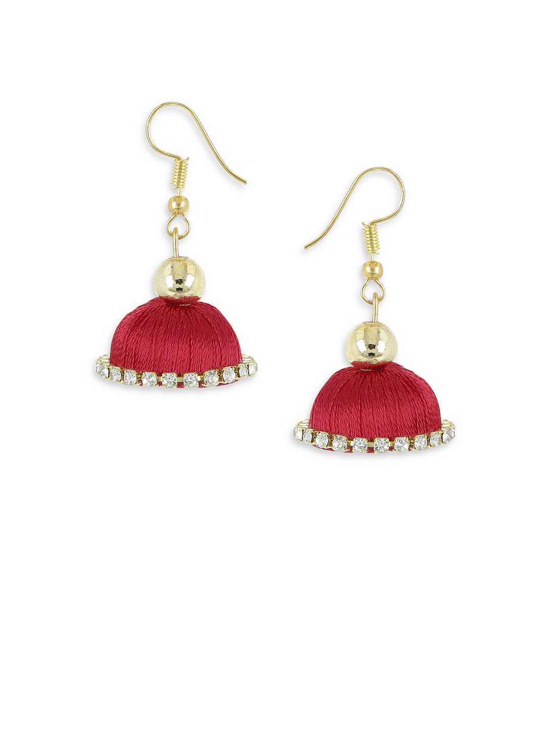 

AKSHARA Red Dome Shaped Handcrafted Jhumkas