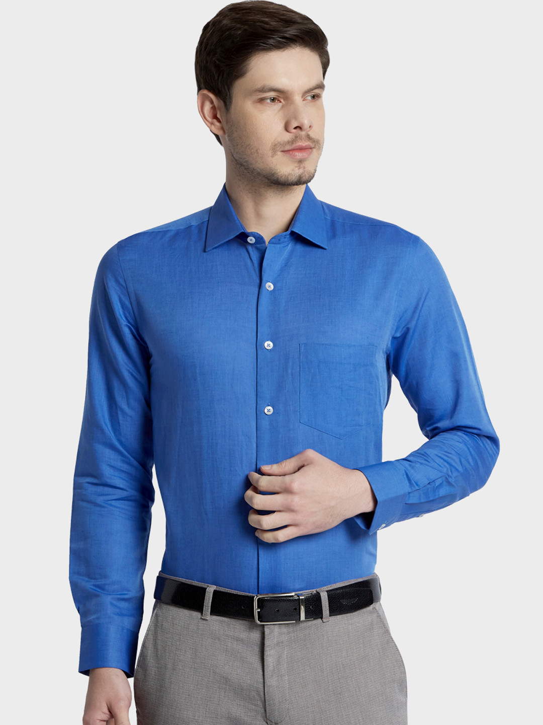

ColorPlus Men Blue Regular Fit Solid Casual Shirt