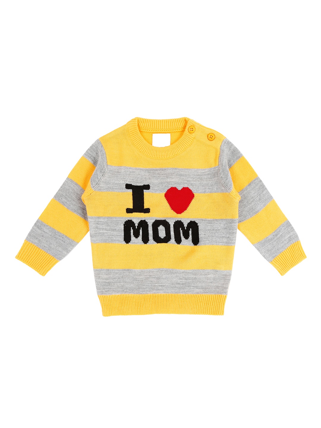 

Pantaloons Baby Boys Yellow & Grey Striped Sweater