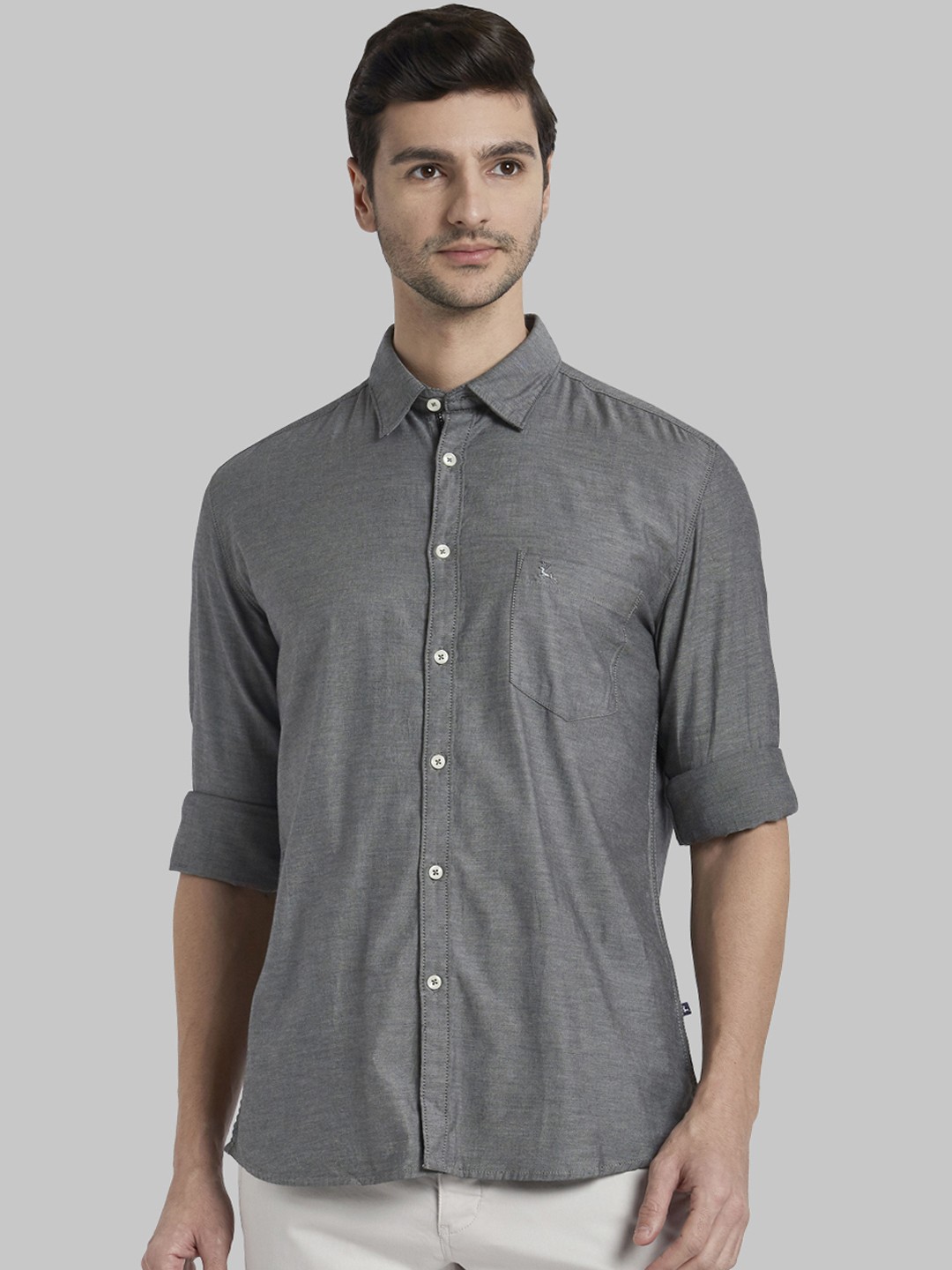 

Parx Men Grey Regular Fit Solid Casual Shirt
