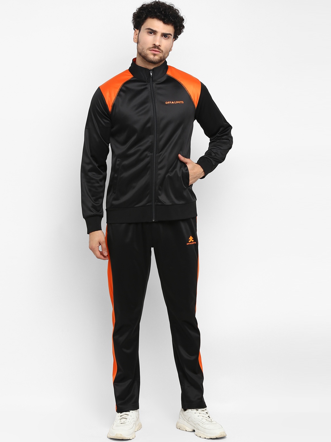 

OFF LIMITS Men Black & Orange Colourblocked Tracksuit