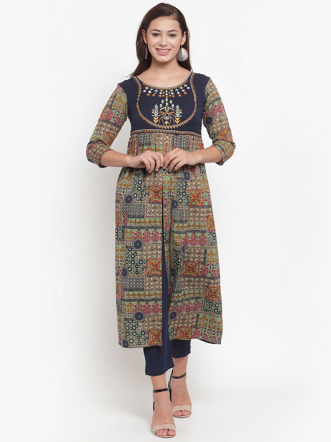 Indibelle Women Multicoloured Printed Straight Kurta, Multi