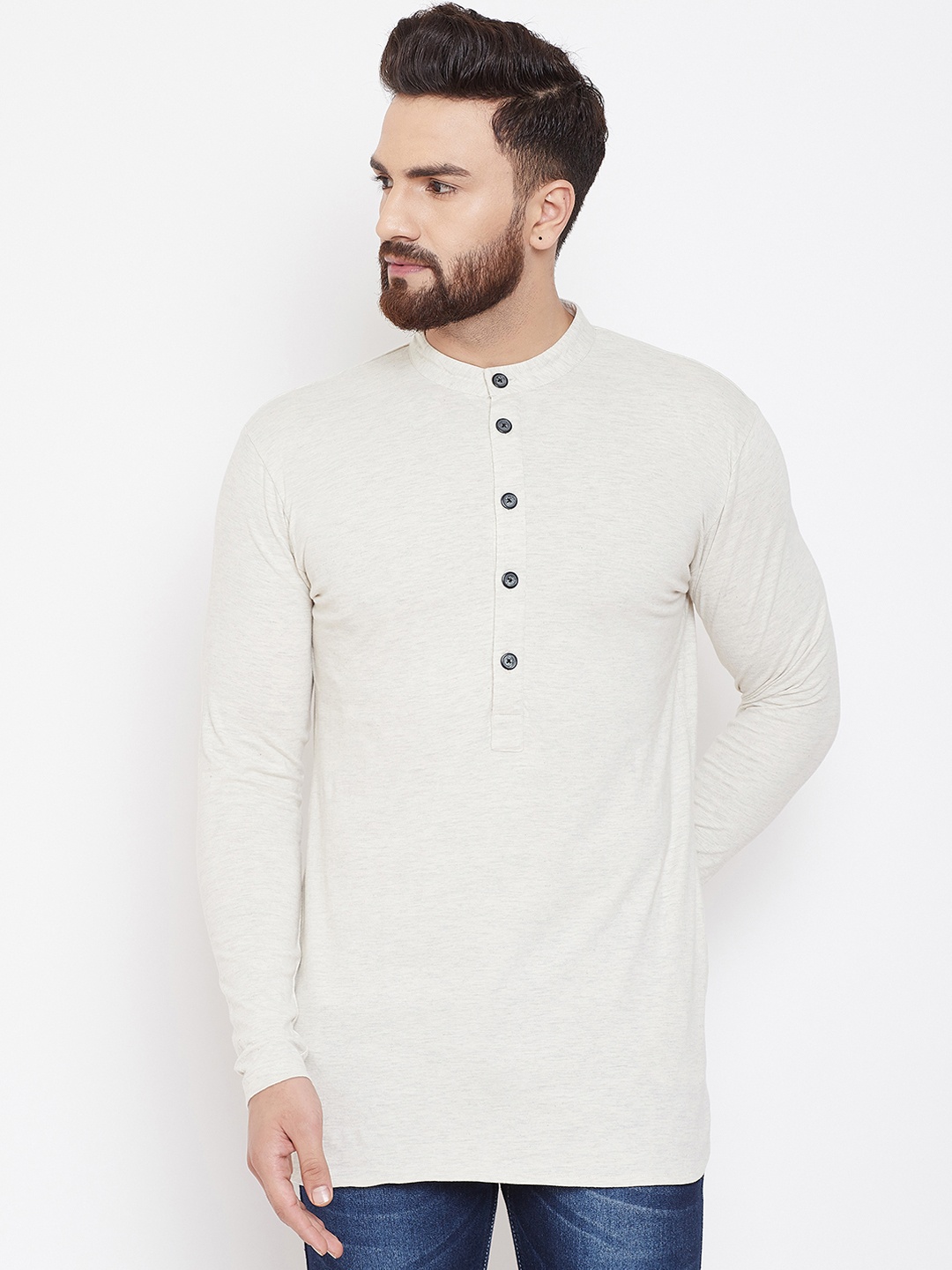 CHILL WINSTON Men Beige Solid Straight Kurta