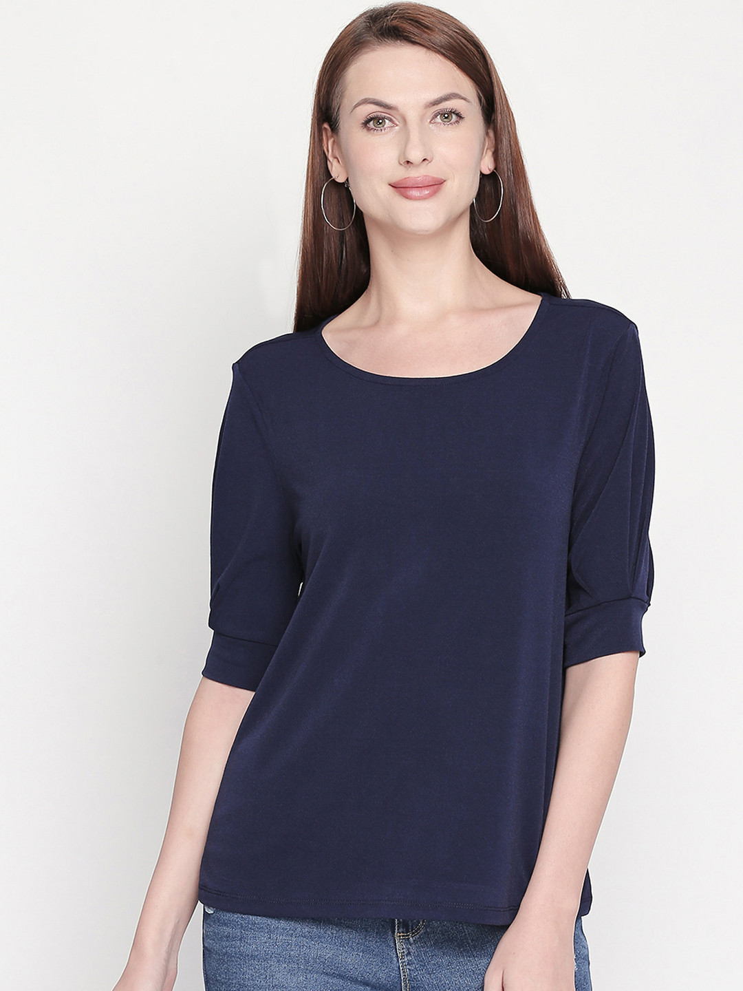 

Honey by Pantaloons Women Navy Blue Solid Top