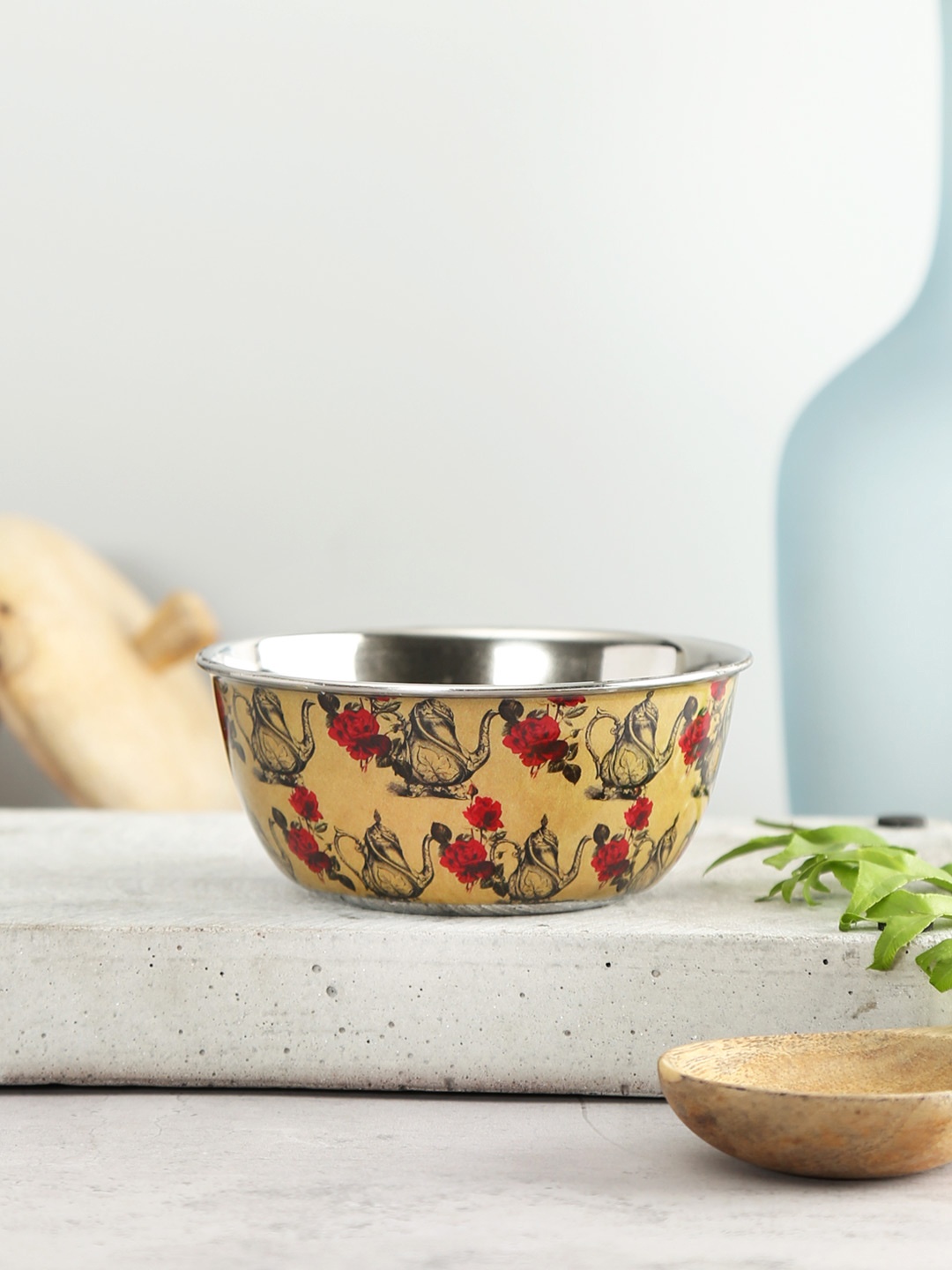 

India Circus by Krsnaa Mehta Cream-Coloured & Red Printed Bowl