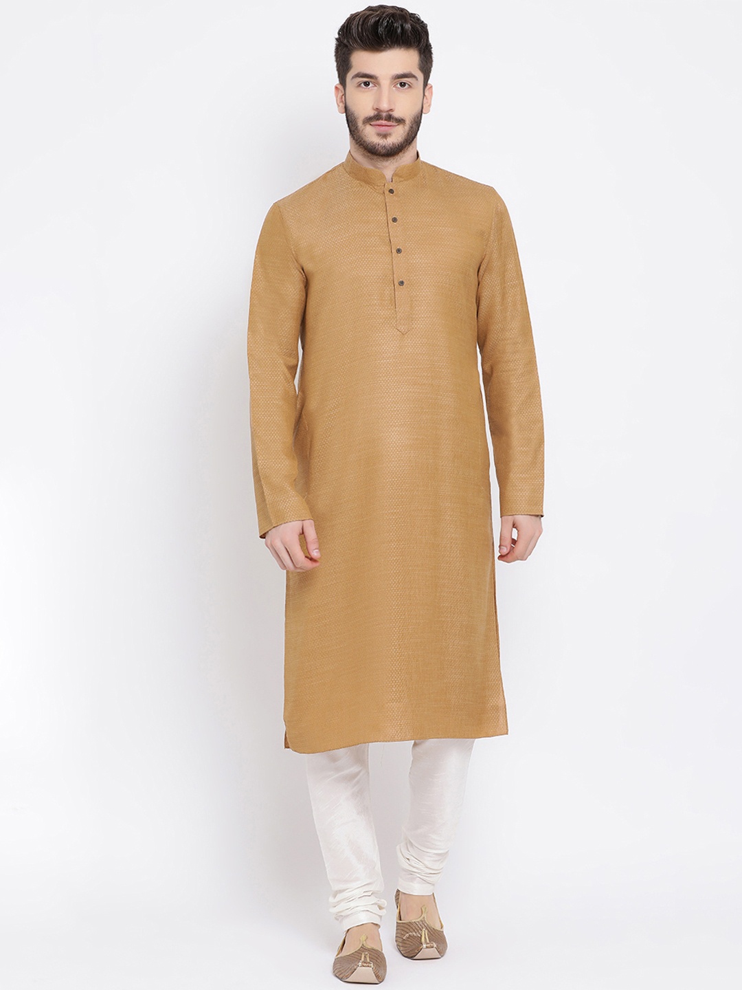 

NAMASKAR Men Brown Woven Design Straight Kurta