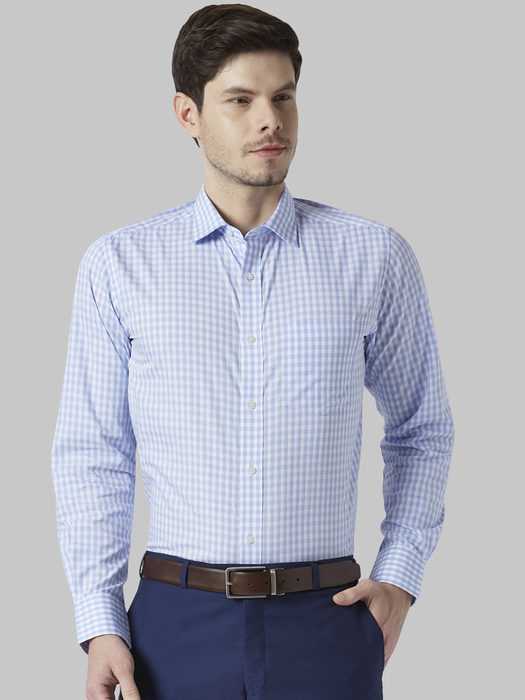 

Park Avenue Men Blue Regular Fit Checked Formal Shirt