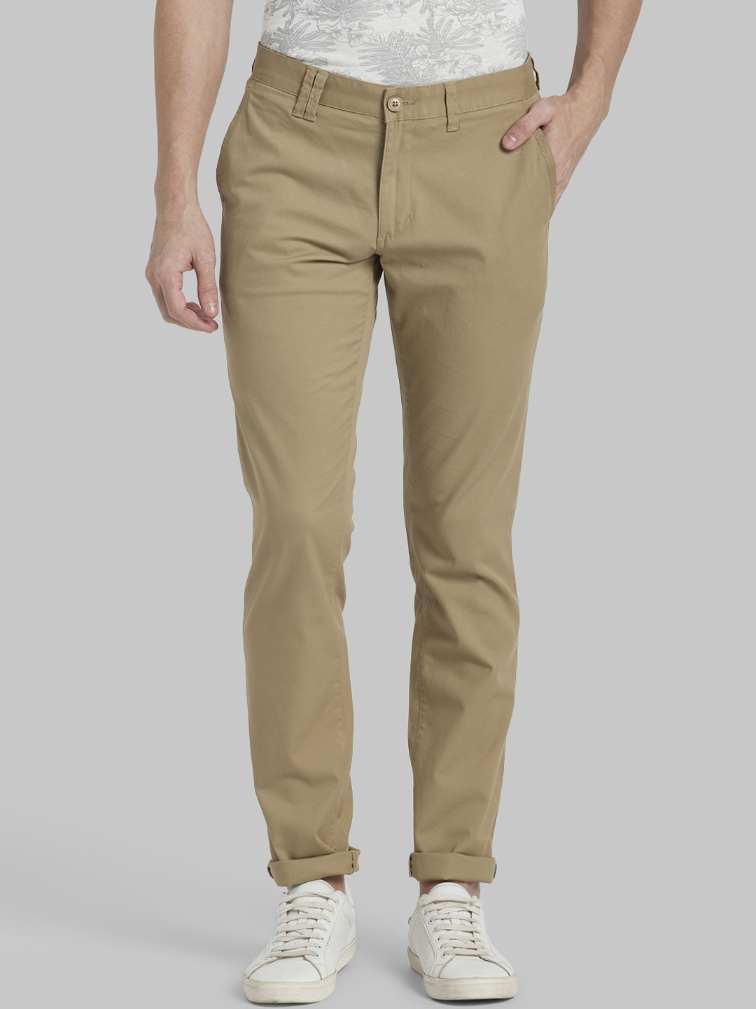 

Parx Men Khaki Regular Fit Solid Regular Trousers