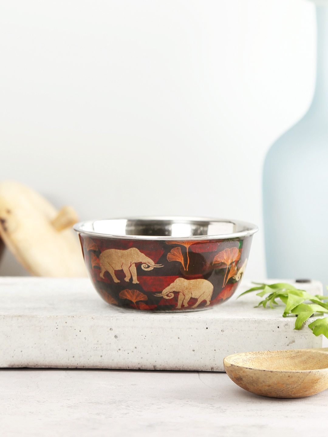 

India Circus by Krsnaa Mehta Brown Tusker Printed Steel Katori 200 ml