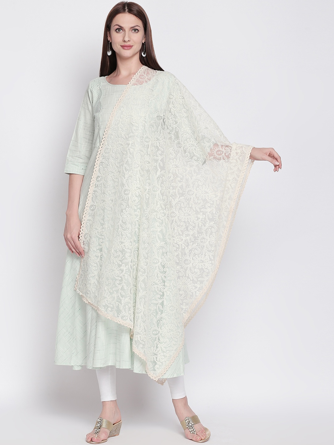

Dupatta Bazaar Off-White Embroidered Dupatta