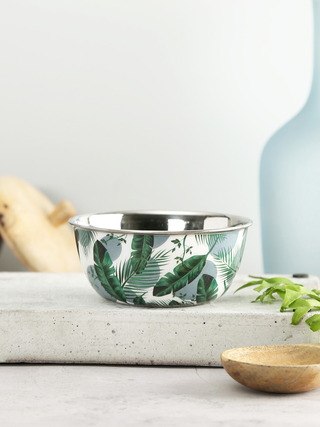 

India Circus by Krsnaa Mehta Green & White Printed Bowl