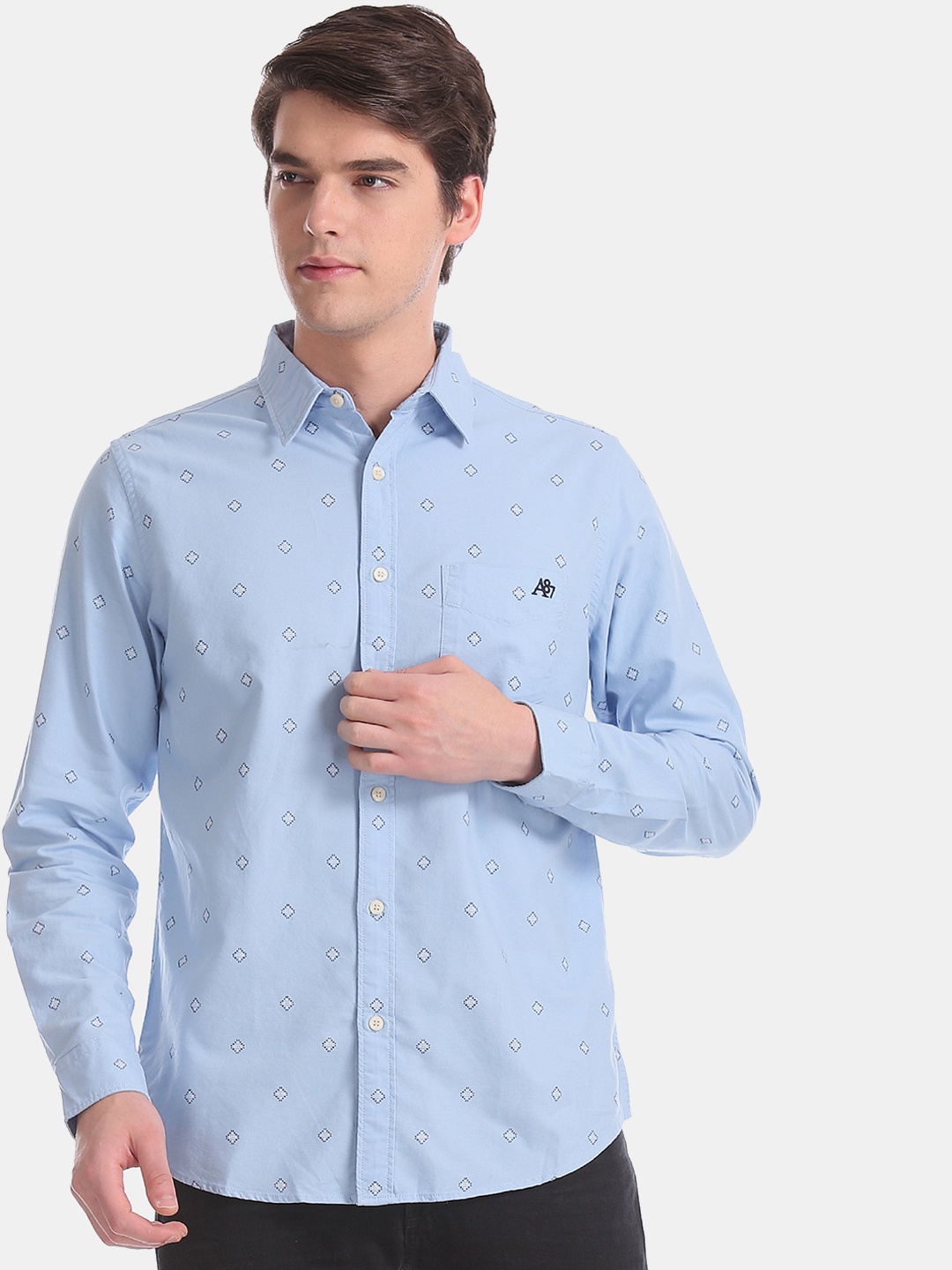 Aeropostale Men Blue Slim Fit Printed Casual Shirt