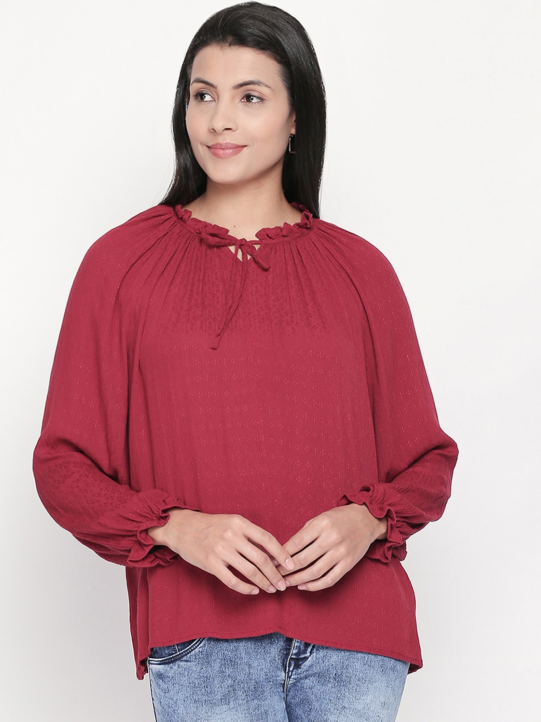 

Honey by Pantaloons Women Red Solid A-Line Top